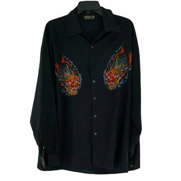 Check-In Shirt Mens Large Metallica Punk Rock Japanese Graphic Long Sleeve Top - Picture 4 of 11